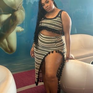 Crochet skirt crop top set